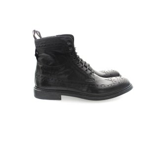 Artisan boots for men with laces and lateral zipper in genuine leather