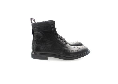 Artisan boots for men with laces and lateral zipper in genuine leather