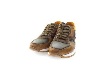 Handmade men`s sneakers in genuine suede  leather 100% italian