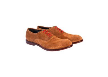 Handcrafted men`s lace-uo shoes in suede calf leather