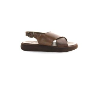 Handcrafted women`s sandals in light brown calf laether
