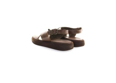 Handcrafted women`s sandals in light brown calf laether
