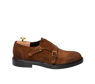 Handcrafted men`sdouble  bukle shoes in genuine leather