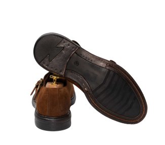 Handcrafted men`sdouble  bukle shoes in genuine leather