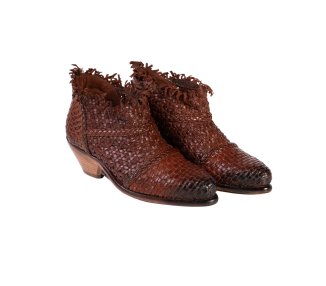 Handemade woman`s ankle boots in genuine leather 100% italian