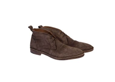 Handmande men`s ankle boots in genuine soft suede leather 100% italian