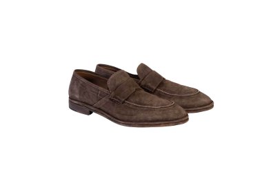 Handmande men`s loafer in genuine soft suede leather 100% italian