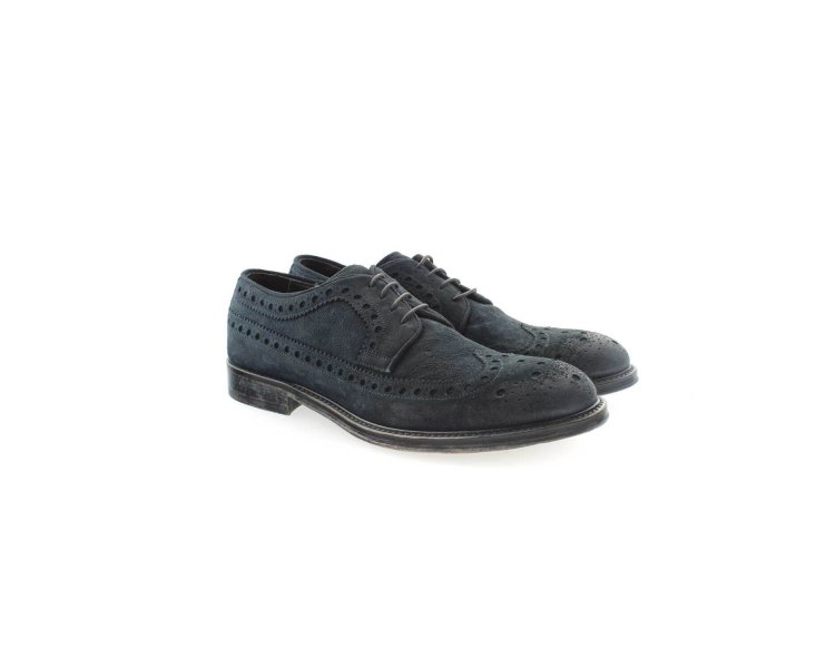 Handmade shoes for men in blue suede leather