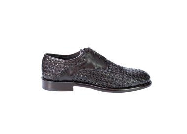 Artisan laced-up shoes for men in genuine perforated leather