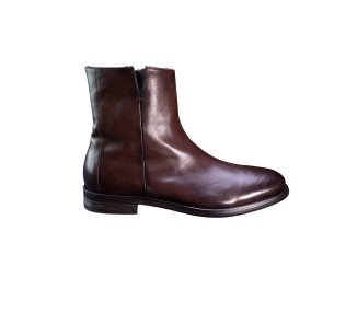 Artisan boots for men in calf leather with lateral zipper