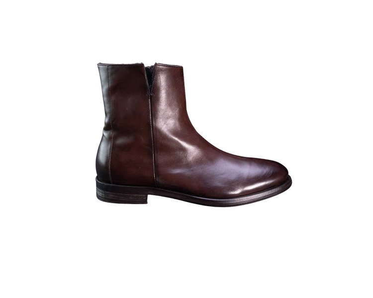 Artisan boots for men in calf leather with lateral zipper