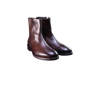 Artisan boots for men in calf leather with lateral zipper