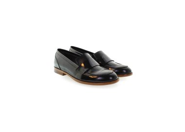 Handmade women`s leather loafer in genuine calf leather