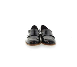 Handmade women`s leather loafer in genuine calf leather