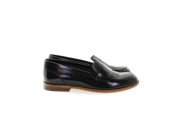 Handmade women`s leather loafer in genuine calf leather