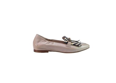 Handcrafted women's ballerina flats in zebra-striped calf leather