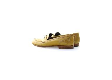 Handmade women`s leather loafer in genuine calf leather 100% italian