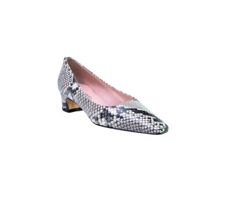 Handmade woman`s decolltè  shoes in genuine leather python printed