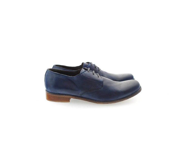 Handcrafted men`s lace-up shoes in micro-perforated leather