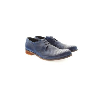 Handcrafted men`s lace-up shoes in micro-perforated leather