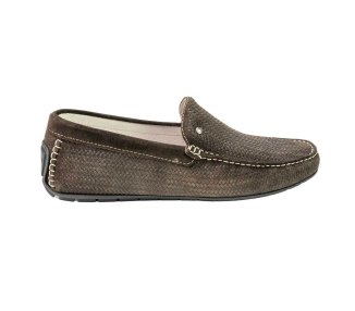 Handmade men's moccasin in calf suede  leather