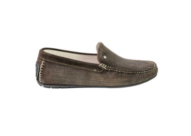 Handmade men's moccasin in calf suede  leather