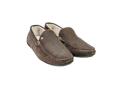 Handmade men's moccasin in calf suede  leather