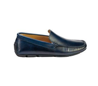 Handcrafted men`s moccasin shoes in genuine calf leather
