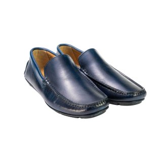 Handcrafted men`s moccasin shoes in genuine calf leather
