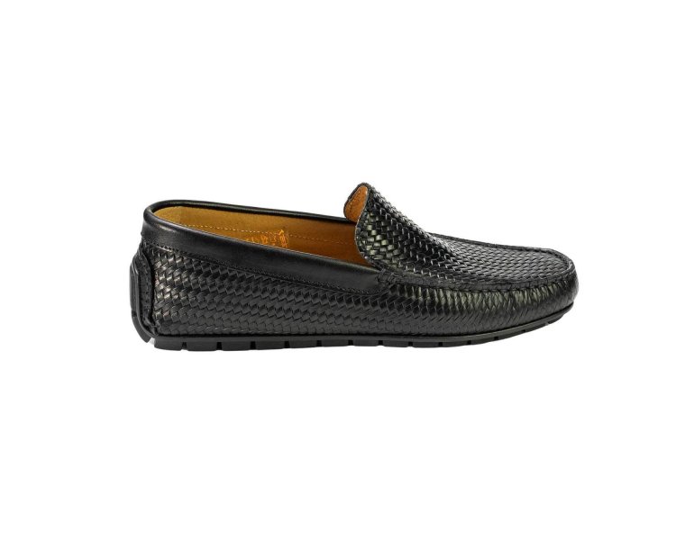 Handcrafted men`s moccasin shoes in genuinewoven calf leather