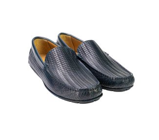 Handcrafted men`s moccasin shoes in genuinewoven calf leather