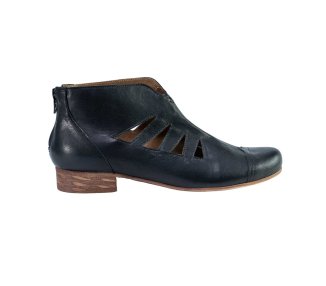 Handmade woman`s lase-cut ankle bootsi in genuine leather