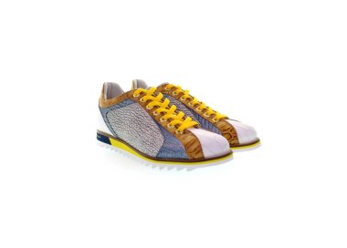 Handmade men`s sneakers in genuine leather 100% italian