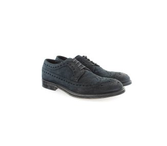 Handmade shoes for men in blue suede leather