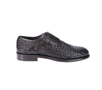 Artisan laced-up shoes for men in genuine perforated leather