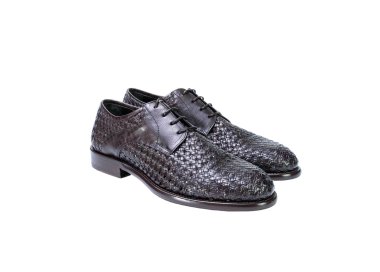 Artisan laced-up shoes for men in genuine perforated leather