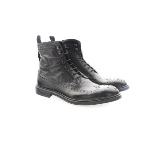 Artisan boots for men with laces and lateral zipper in genuine leather