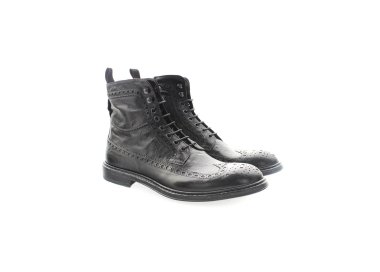 Artisan boots for men with laces and lateral zipper in genuine leather