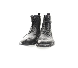 Artisan boots for men with laces and lateral zipper in genuine leather