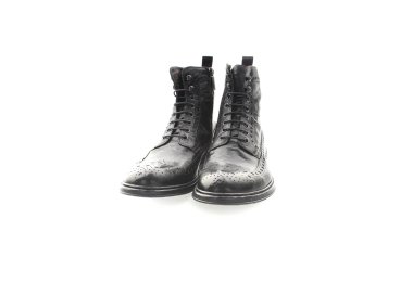 Artisan boots for men with laces and lateral zipper in genuine leather