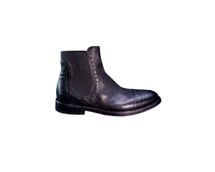 Handcrafted men`s ankle boots in black genuine leather