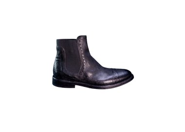 Handcrafted men`s ankle boots in black genuine leather