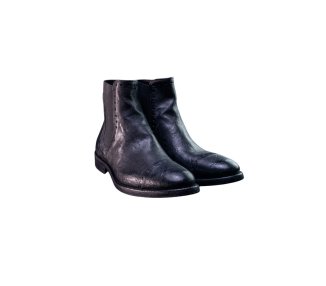 Handcrafted men`s ankle boots in black genuine leather