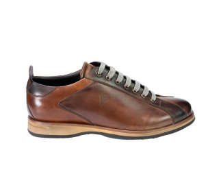 Handcrafted men`s sneakers shoes in genuine leather