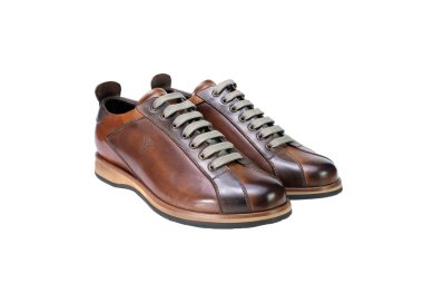 Handcrafted men`s sneakers shoes in genuine leather