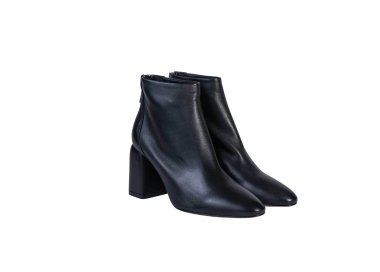 Handcrafted women`s ankle boots in soft black genuine leather