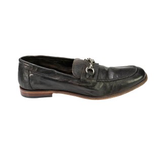 Handcrafted men`s moccasins shoes in genuine calf leather