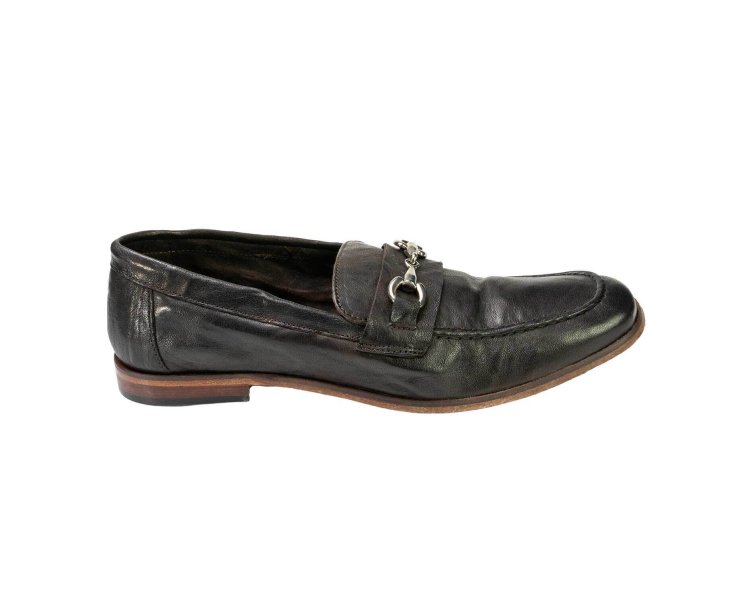 Handcrafted men`s moccasins shoes in genuine calf leather