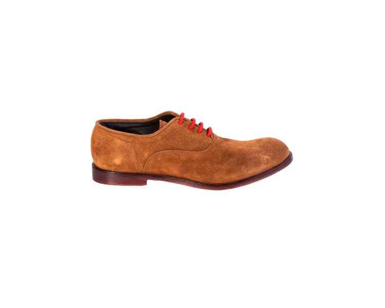 Handcrafted men`s lace-uo shoes in suede calf leather