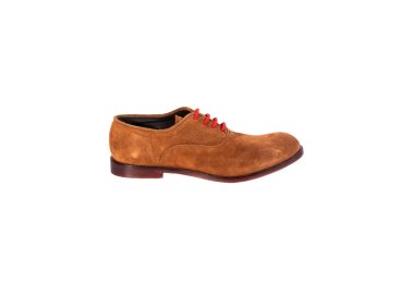 Handcrafted men`s lace-uo shoes in suede calf leather